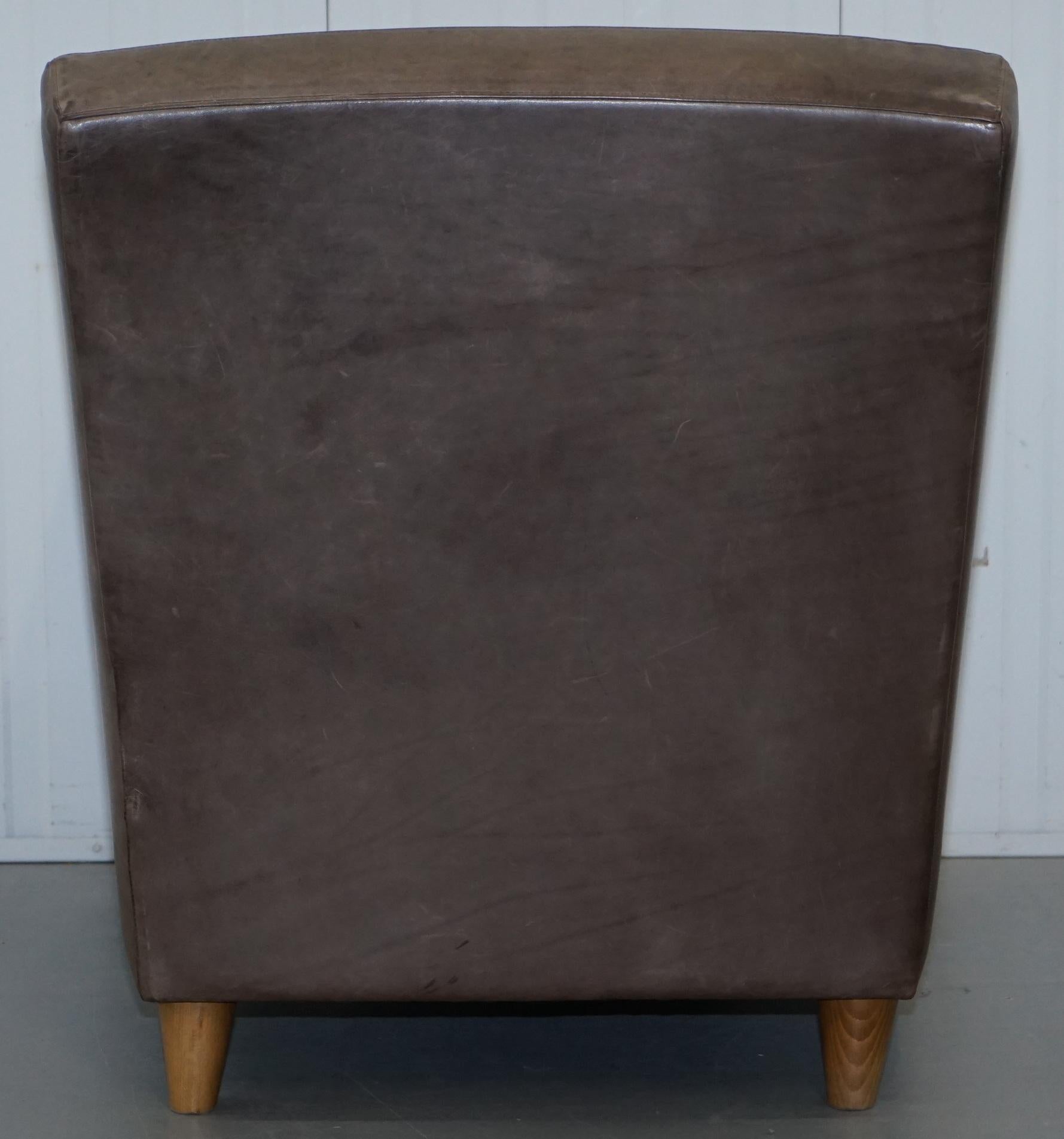 Pair of Stylish Terence Conran Italian Grey Heritage Leather Armchairs 13