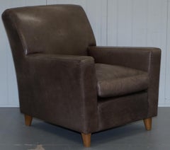 Pair of Stylish Terence Conran Italian Grey Heritage Leather Armchairs