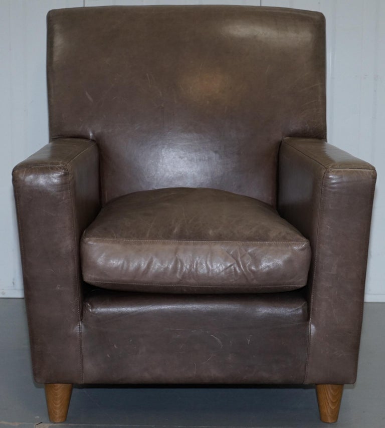 Pair Of Stylish Terence Conran Italian Grey Heritage Leather