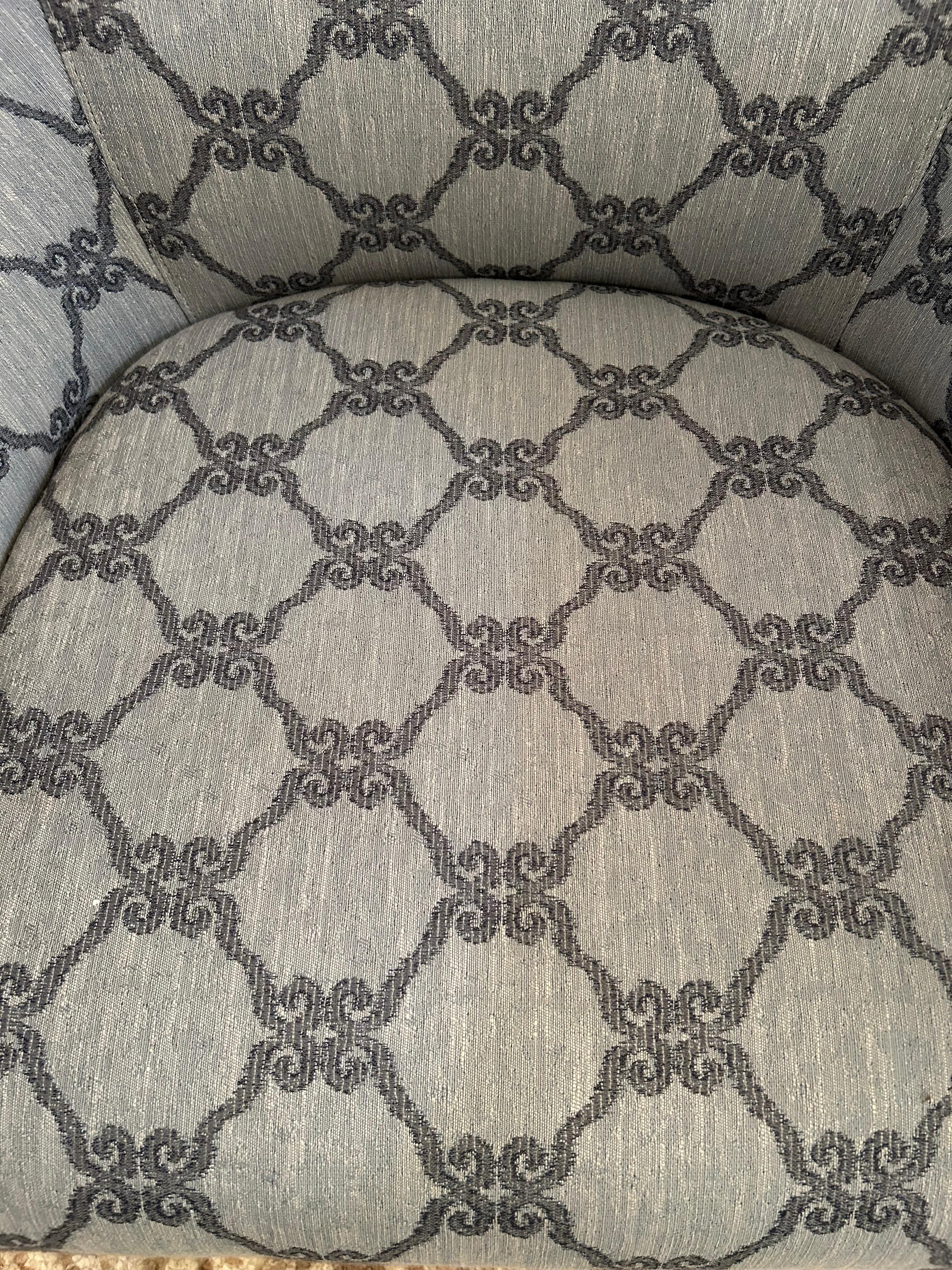 American Pair of Stylish Upholstered Club Chairs with Tapered Legs