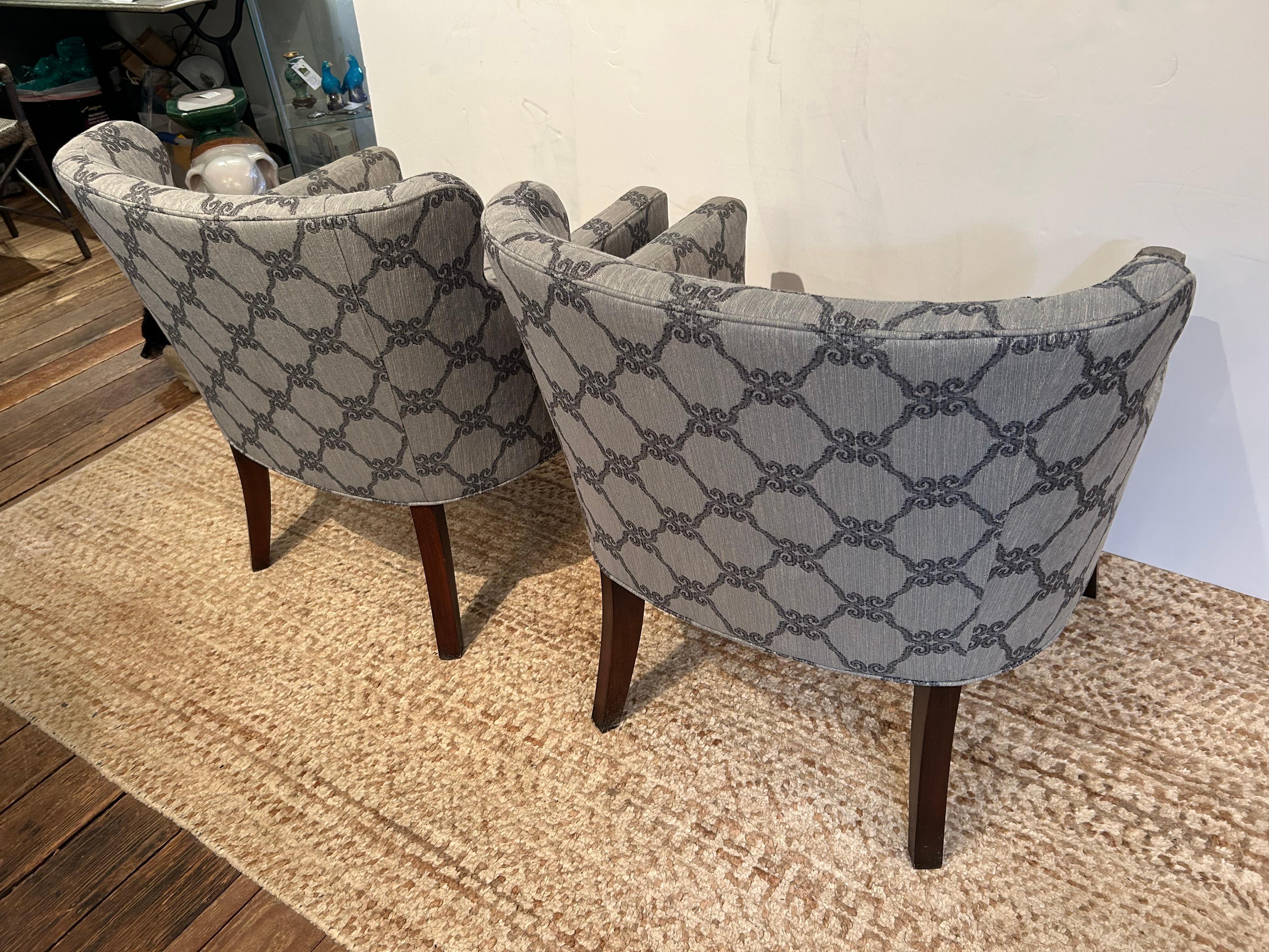 Upholstery Pair of Stylish Upholstered Club Chairs with Tapered Legs