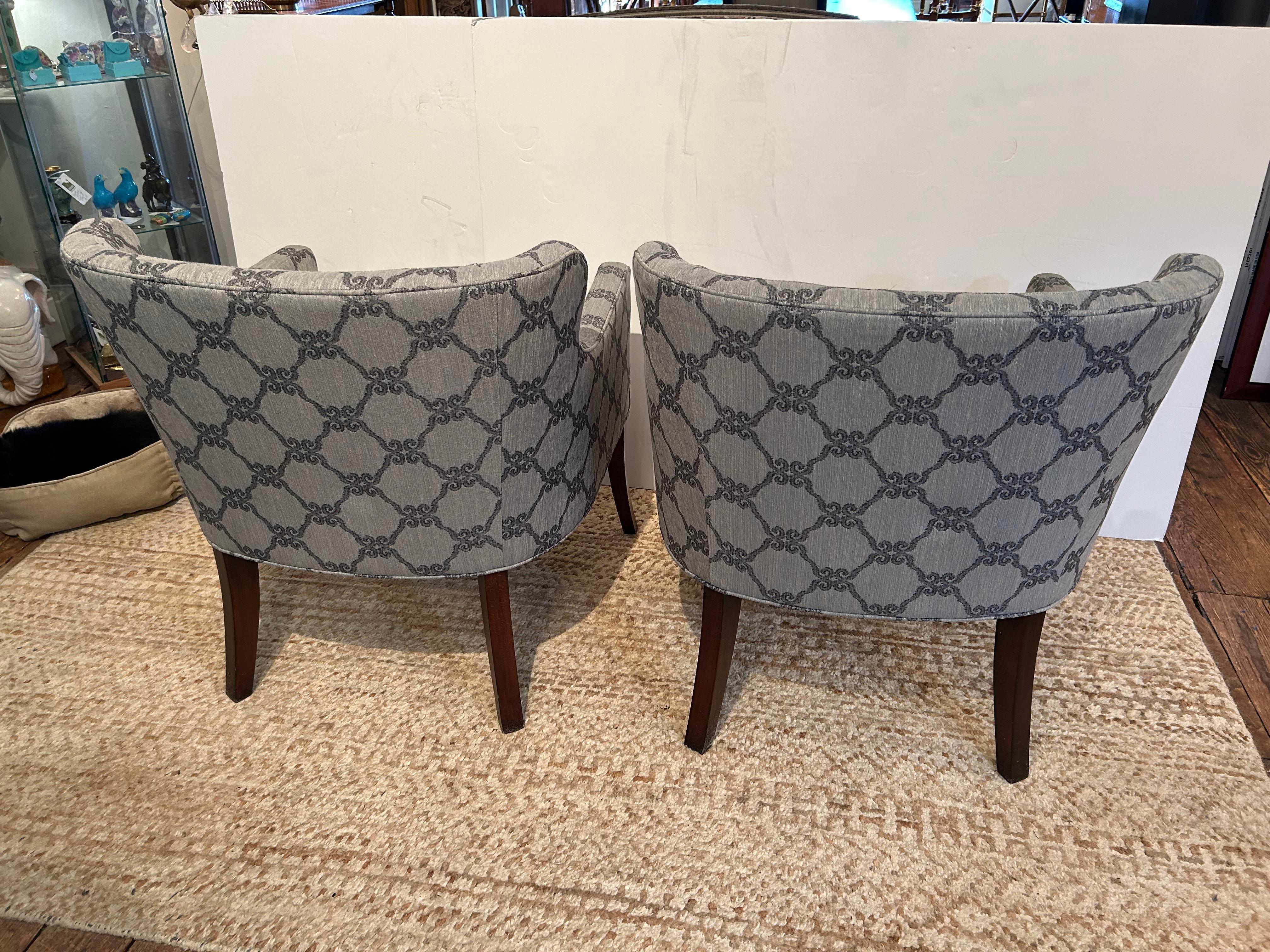 Pair of Stylish Upholstered Club Chairs with Tapered Legs 2