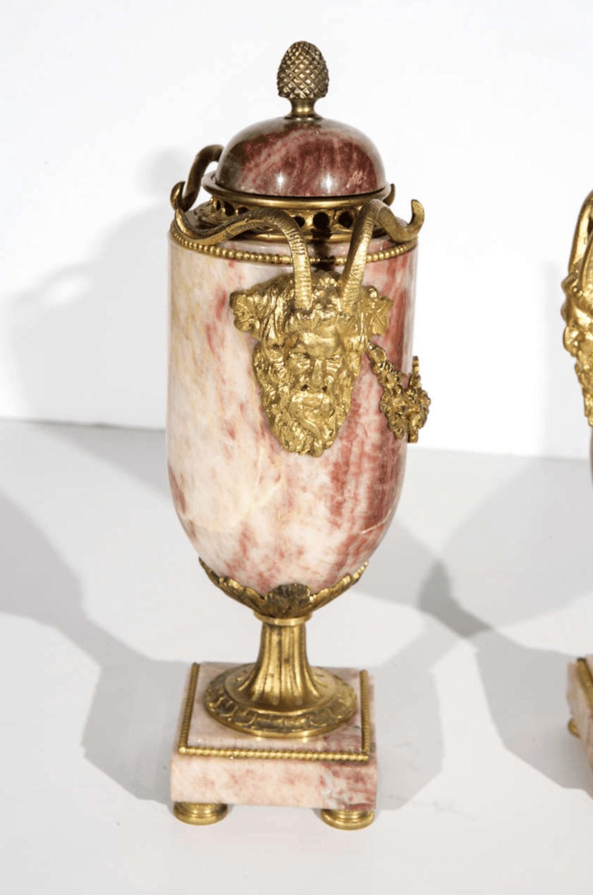 Onyx Pair of Stylized 19th Century Urns For Sale