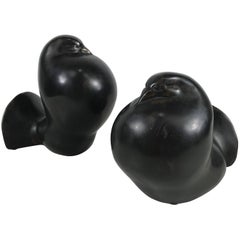 Pair of Stylized Art Deco Bronze Doves