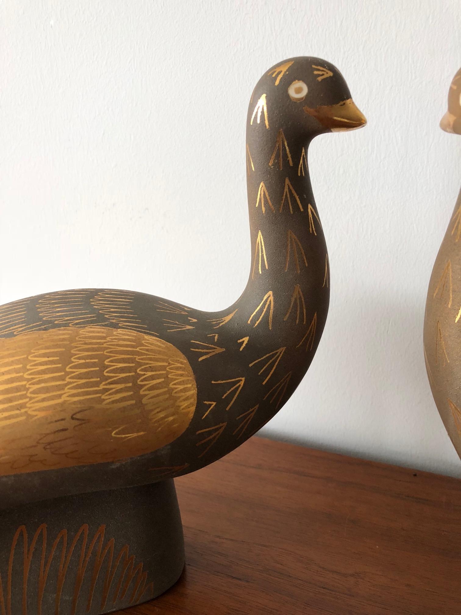 Pair of Stylized Ceramic Swans by Waylande Gregory, circa 1940s For Sale 5