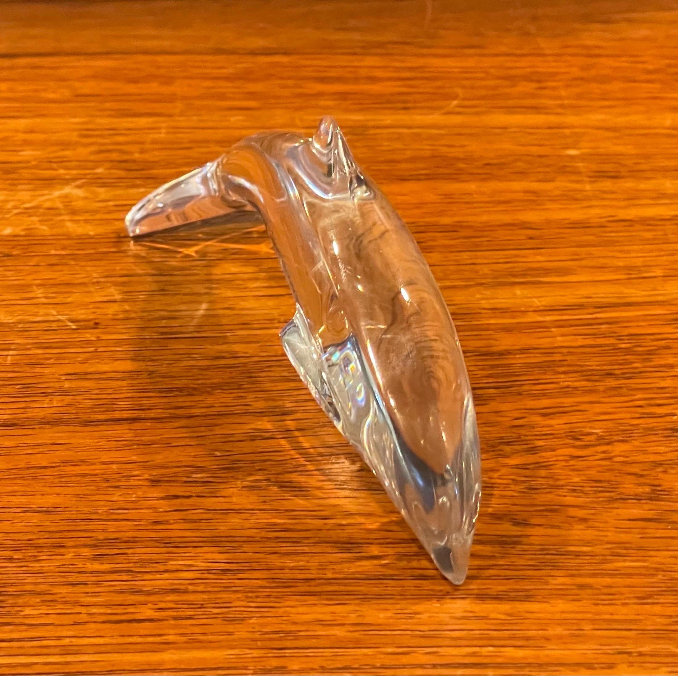 Pair of Stylized Crystal Dolphin Sculptures / Paperweights by Baccarat For Sale 5