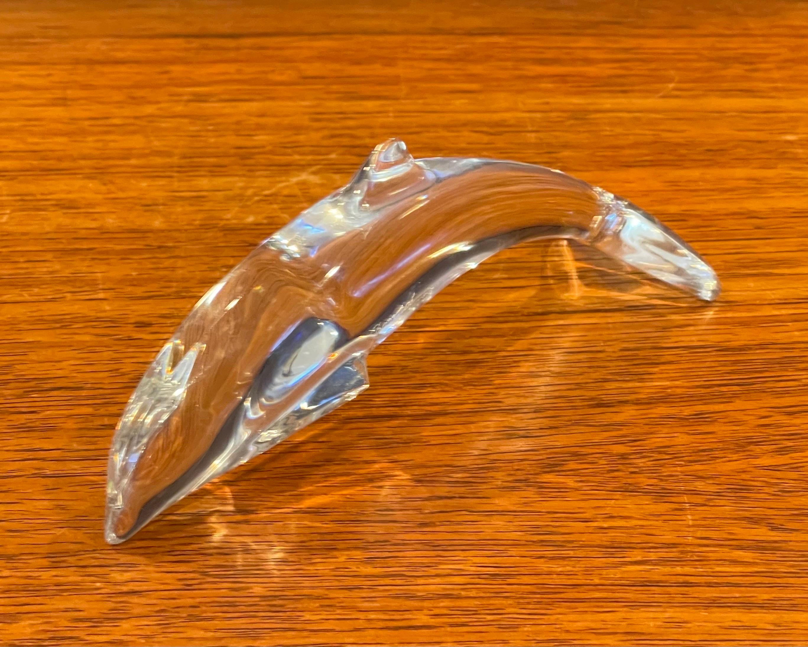 Pair of Stylized Crystal Dolphin Sculptures / Paperweights by Baccarat For Sale 3