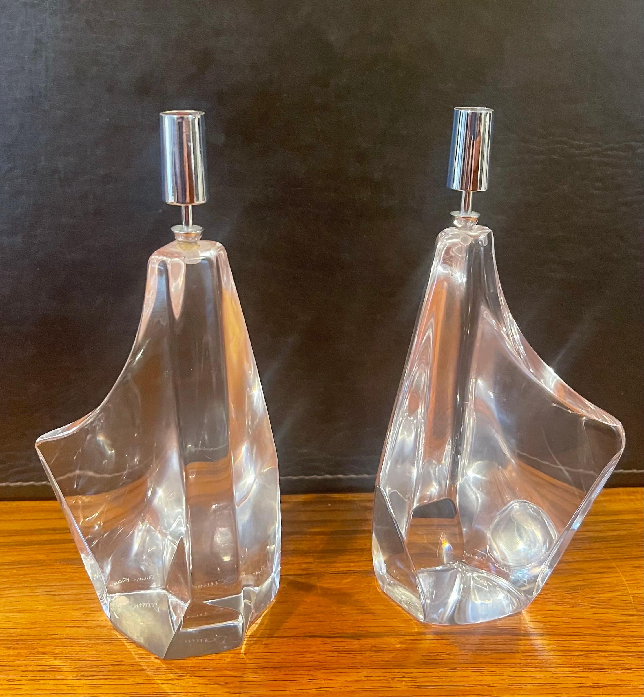 Pair of Stylized Crystal Iceberg Candlesticks by Daum of France For Sale 6