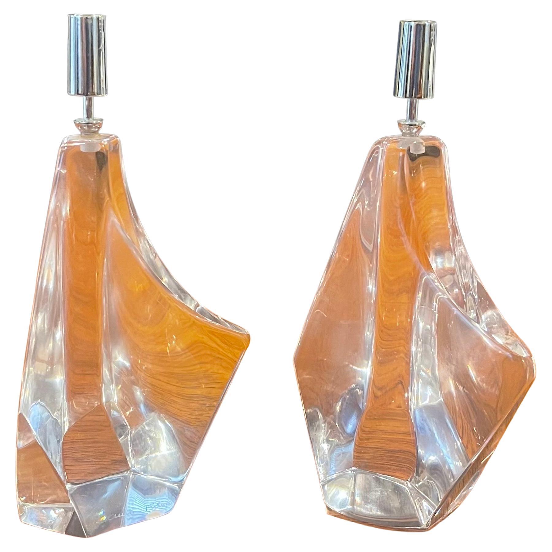 Stilisierte Eisberg-Kerzenständer aus Kristall von Daum of France, Paar
