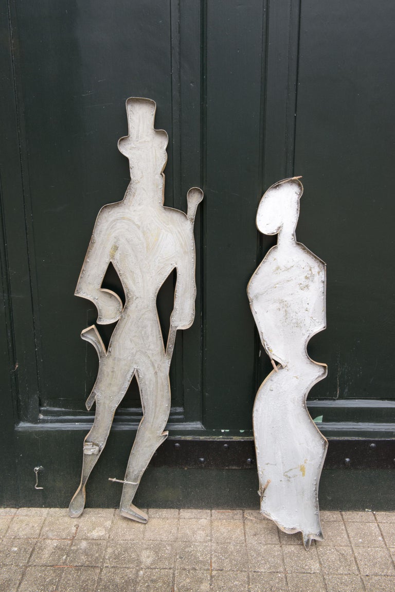 Pair of Stylized Metal Figures from France For Sale 6
