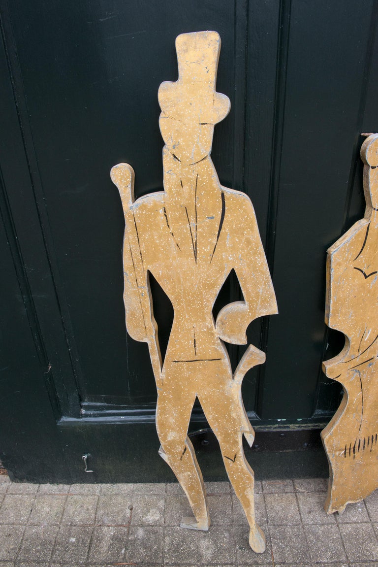 French Pair of Stylized Metal Figures from France For Sale