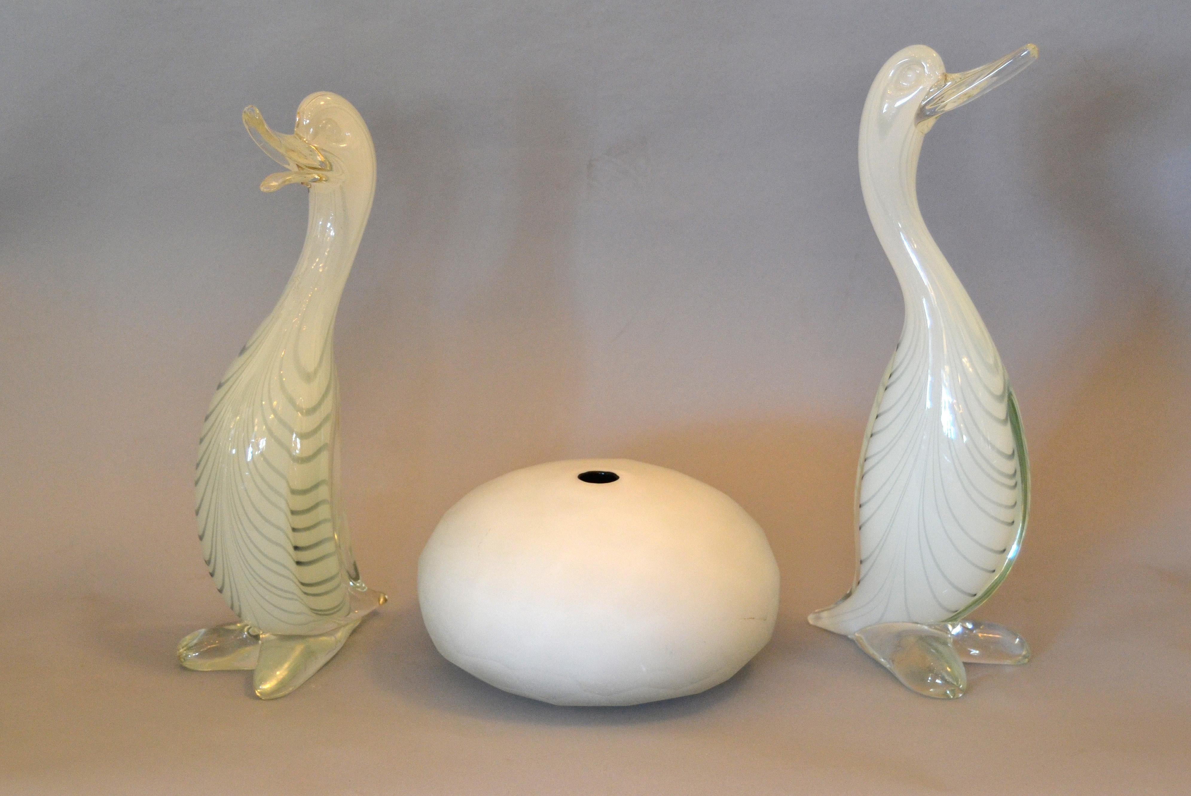 Pair of Stylized Murano Art Glass Ducks Attributed to Archimede Seguso Italy 3