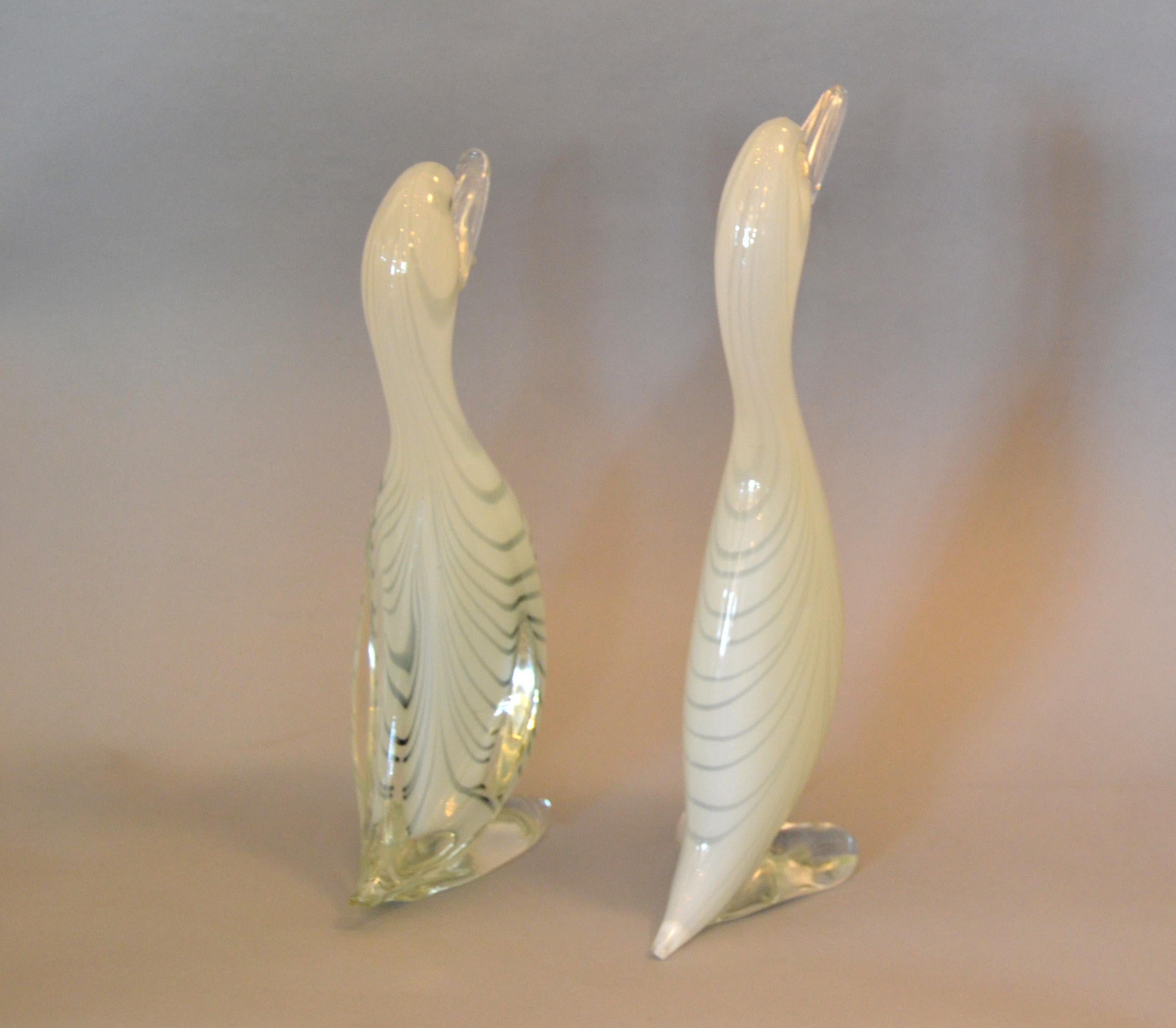 Pair of Stylized Murano Art Glass Ducks Attributed to Archimede Seguso Italy 4