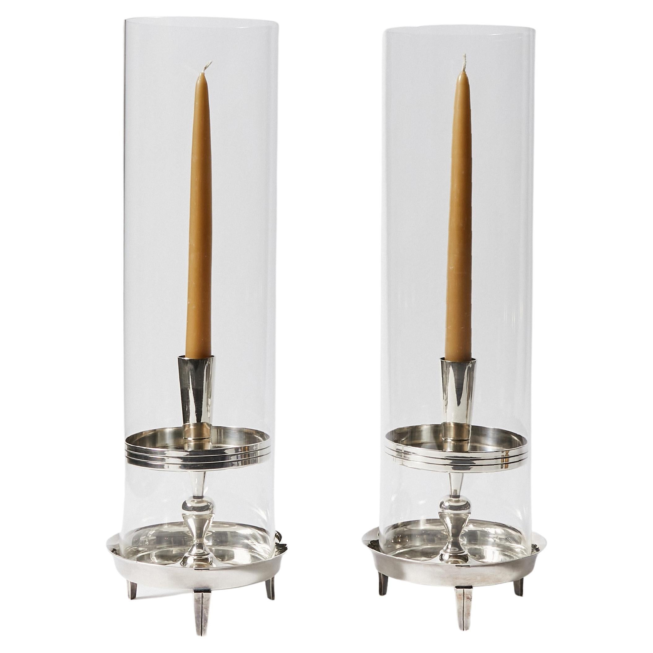 Pair of Stylized Tiered Candle Holders by Tommi Parzinger for Heirloom For Sale