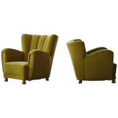 Pair of Sublime Danish 1940s Large Scale Club or Lounge Chairs