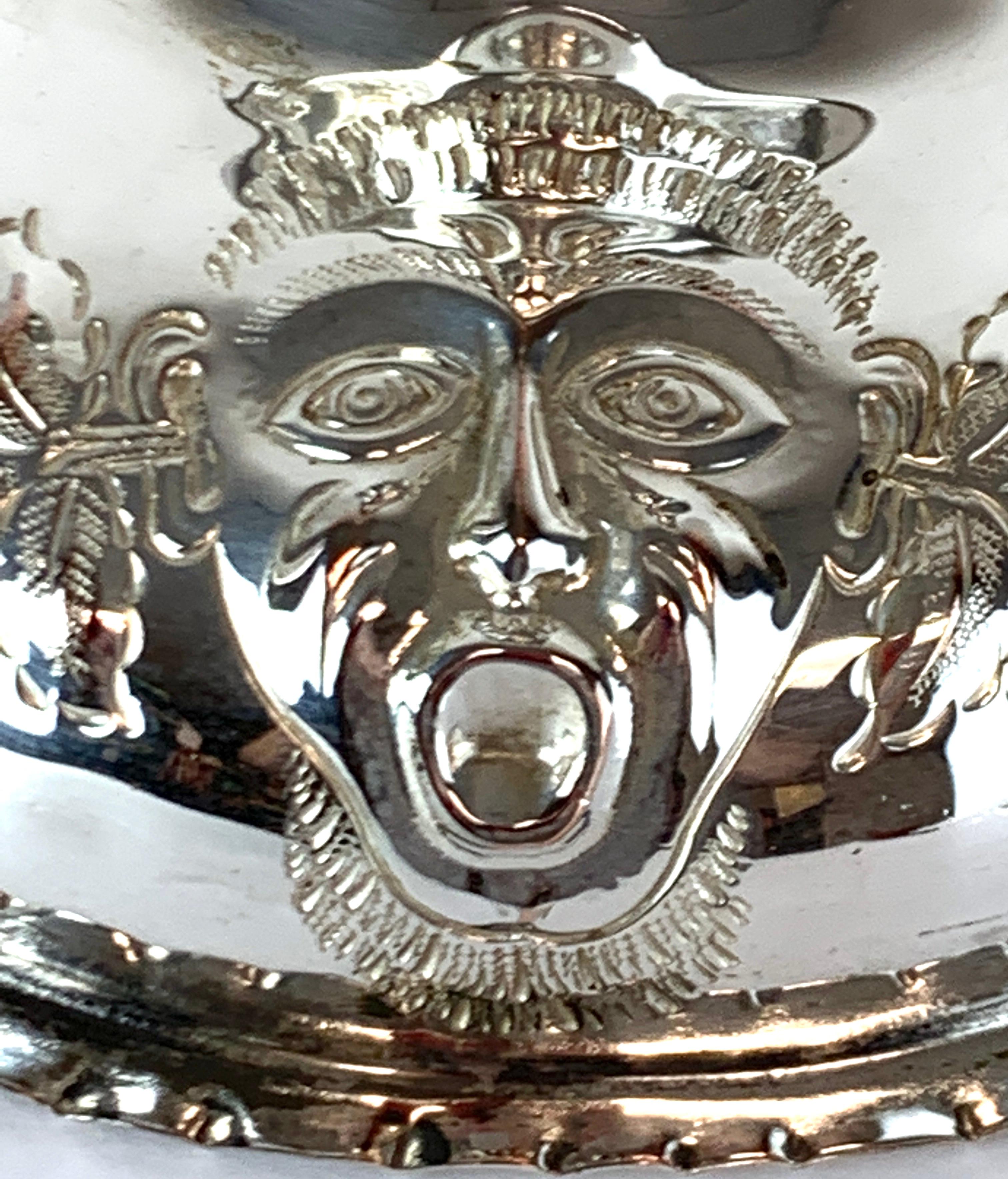 Pair of Substantial Antique Sheffield Plate Venetian Mask Motif Candlesticks 2