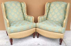 Pair of Substantial Chippendale Wingback Armchairs by Hekman