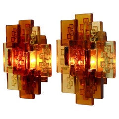 Pair of substantial Glass Wall Lamps by Holm Sørensen, 1960s, Denmark