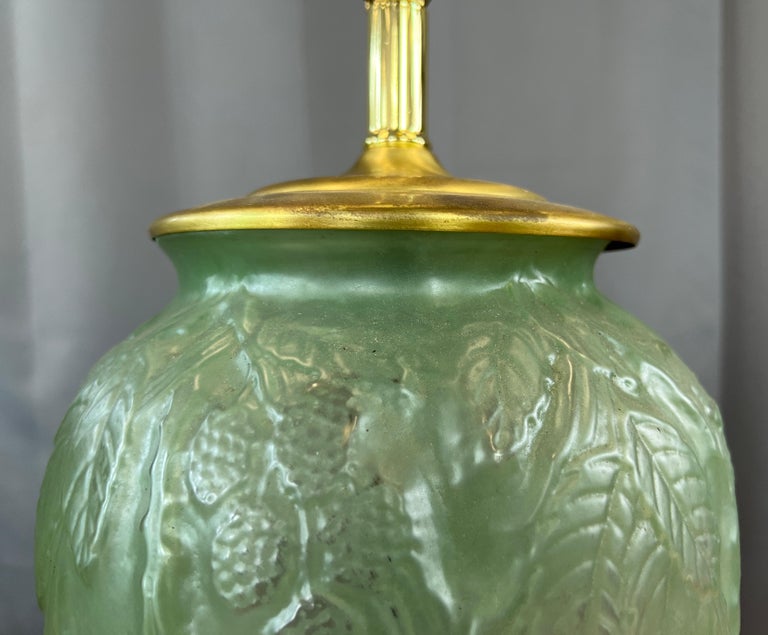 Pair of Substantial Phoenix Consolidated Glass Whitish Green Lamps at
