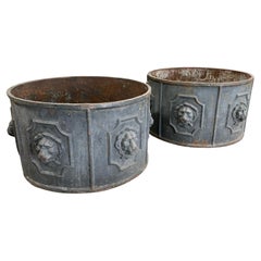 Pair of Substantial Vintage English Cast Iron Planters