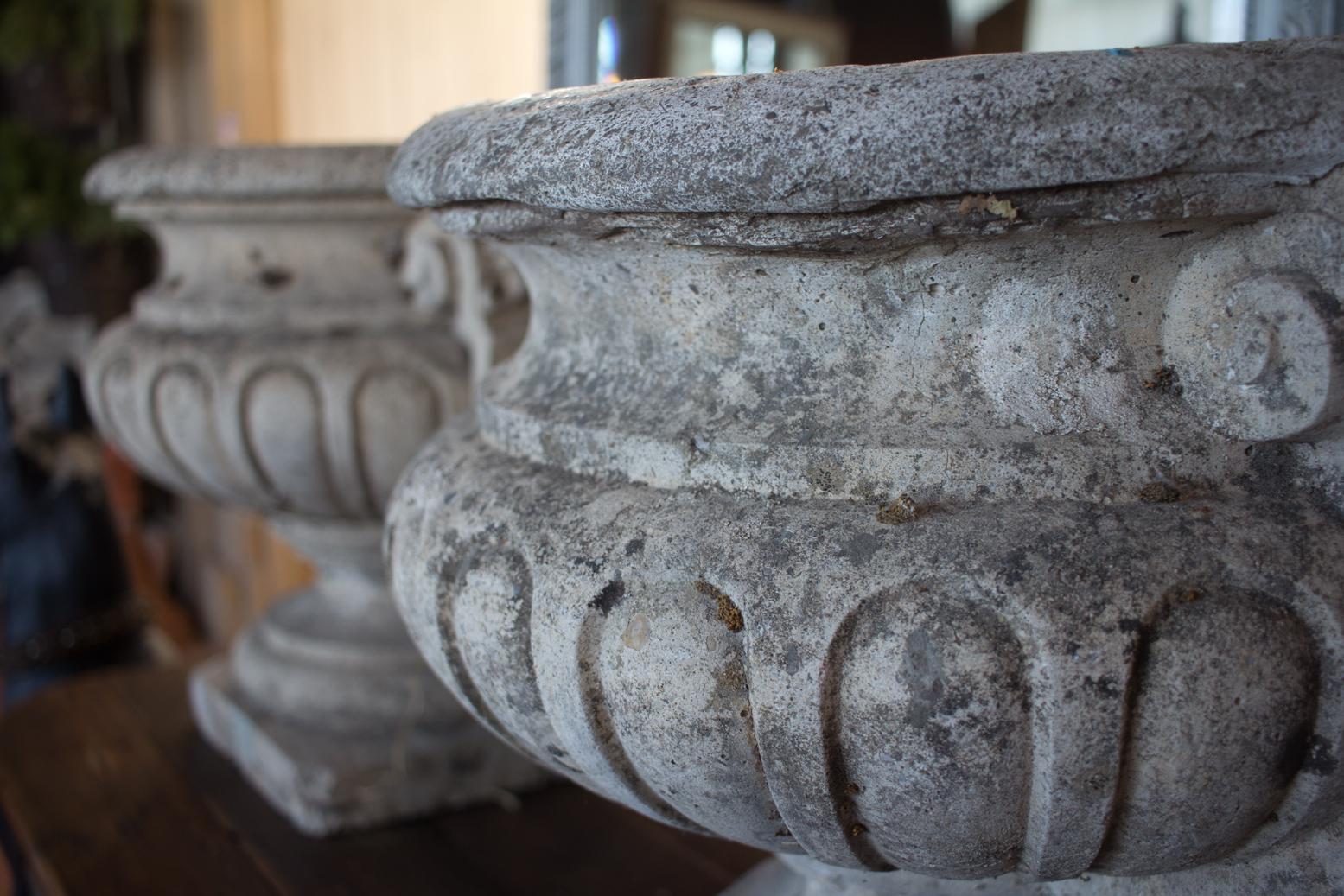 Greco Roman Pair of Substantial Vintage English Concrete Urns