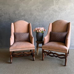 Paar Wildleder Formations Barock Stil Stühle mit Nailhead Trim