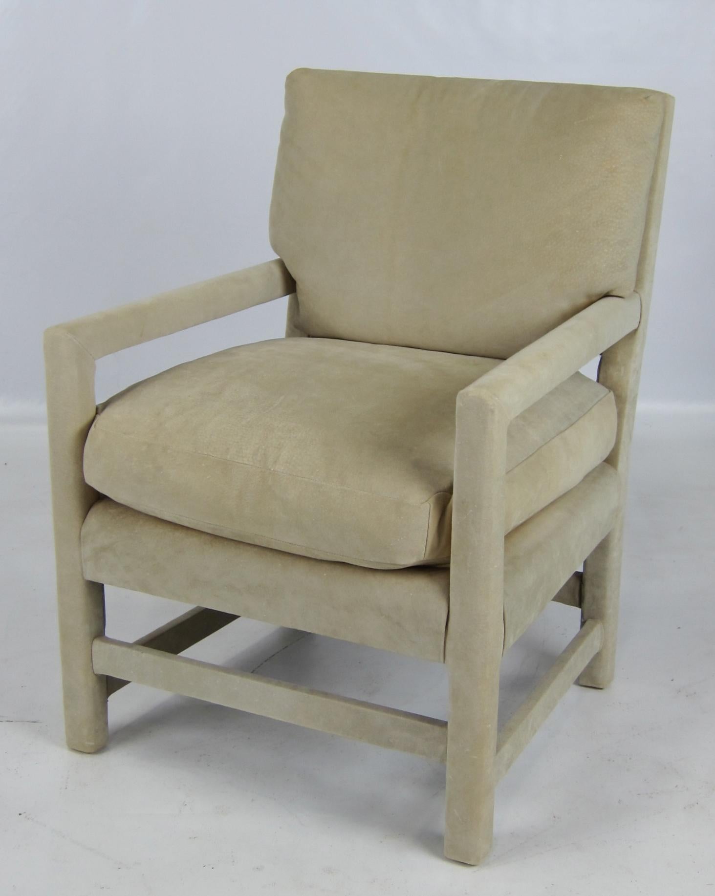 Pair of Suede Lounge Chairs by Billy Gaylord In Excellent Condition In Danville, CA