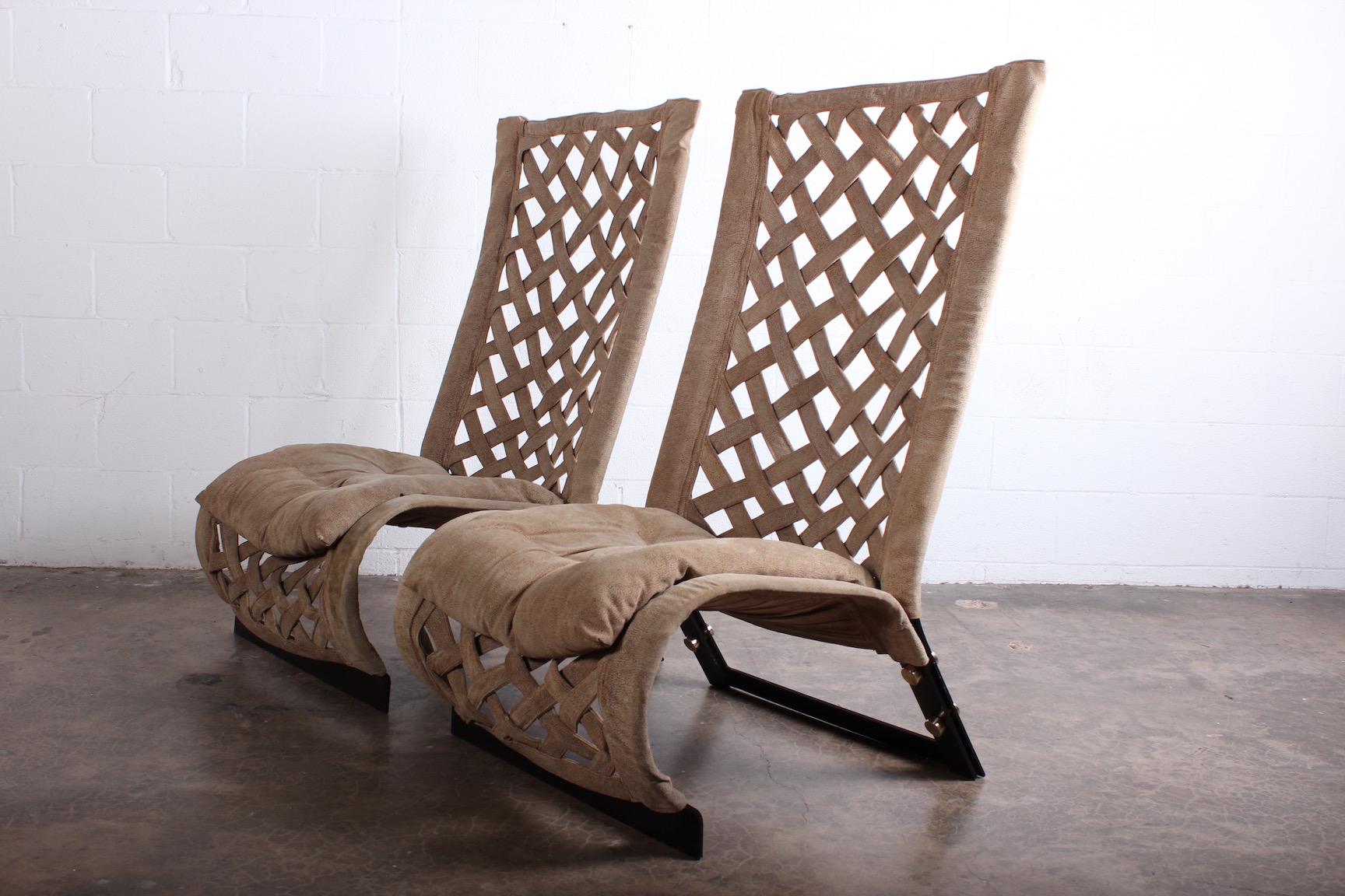 Pair of Suede Lounge Chairs by Marzio Cecchi 6