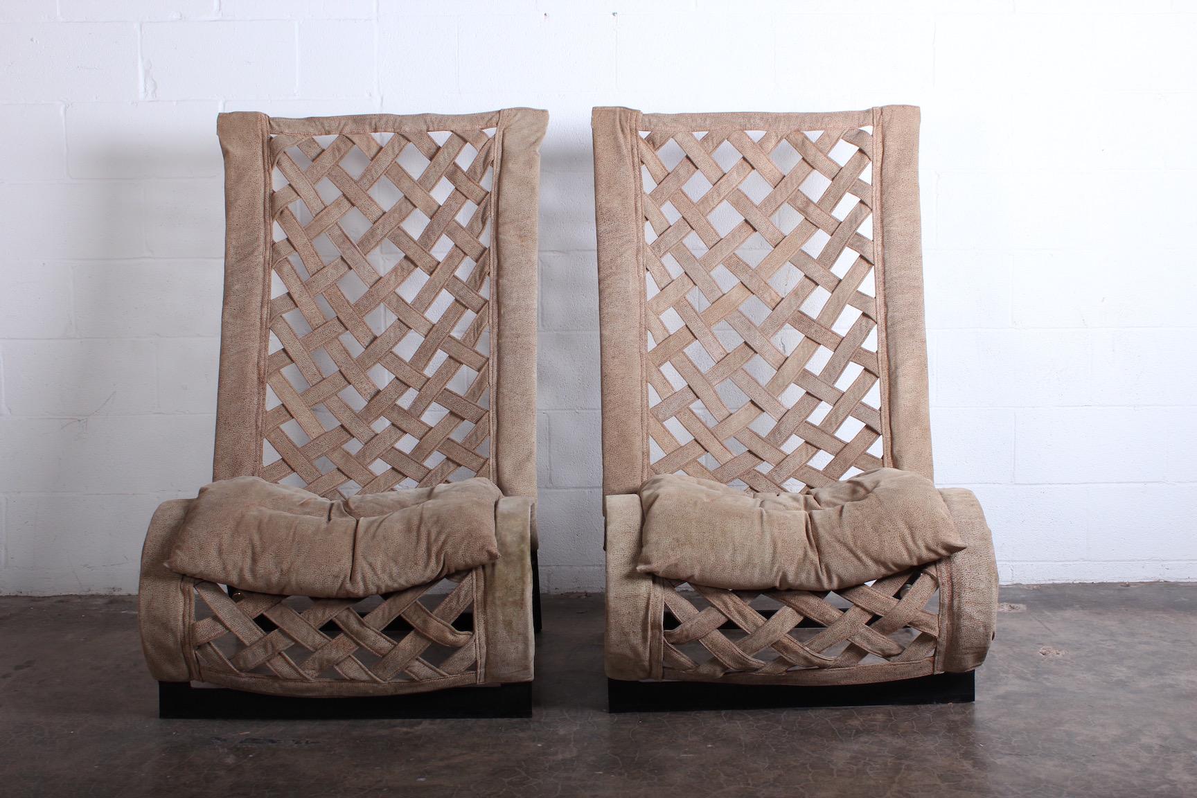 Pair of Suede Lounge Chairs by Marzio Cecchi 7
