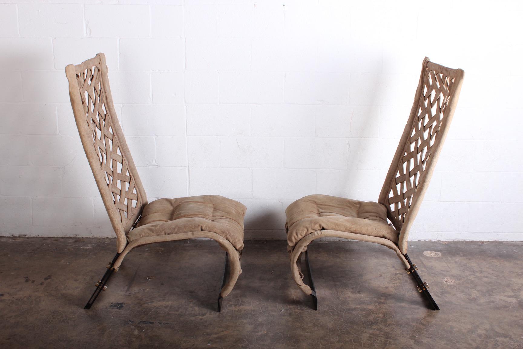 Pair of Suede Lounge Chairs by Marzio Cecchi 9