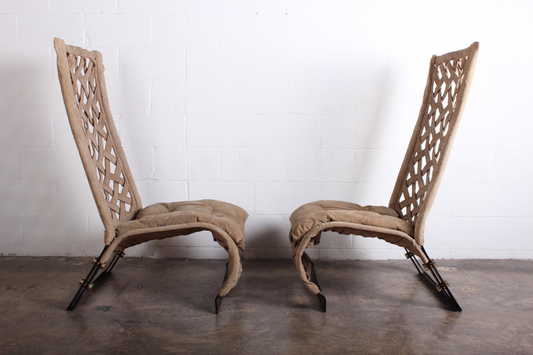 Pair of Suede Lounge Chairs by Marzio Cecchi 10