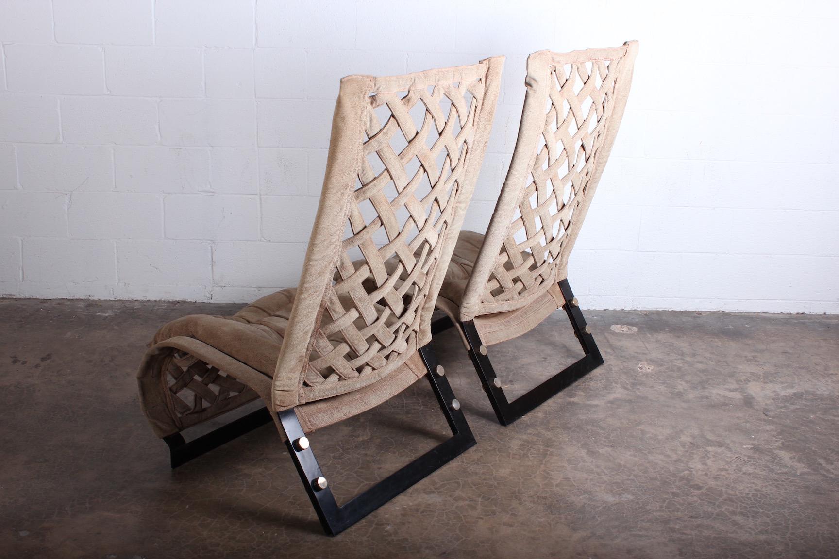Pair of Suede Lounge Chairs by Marzio Cecchi 3