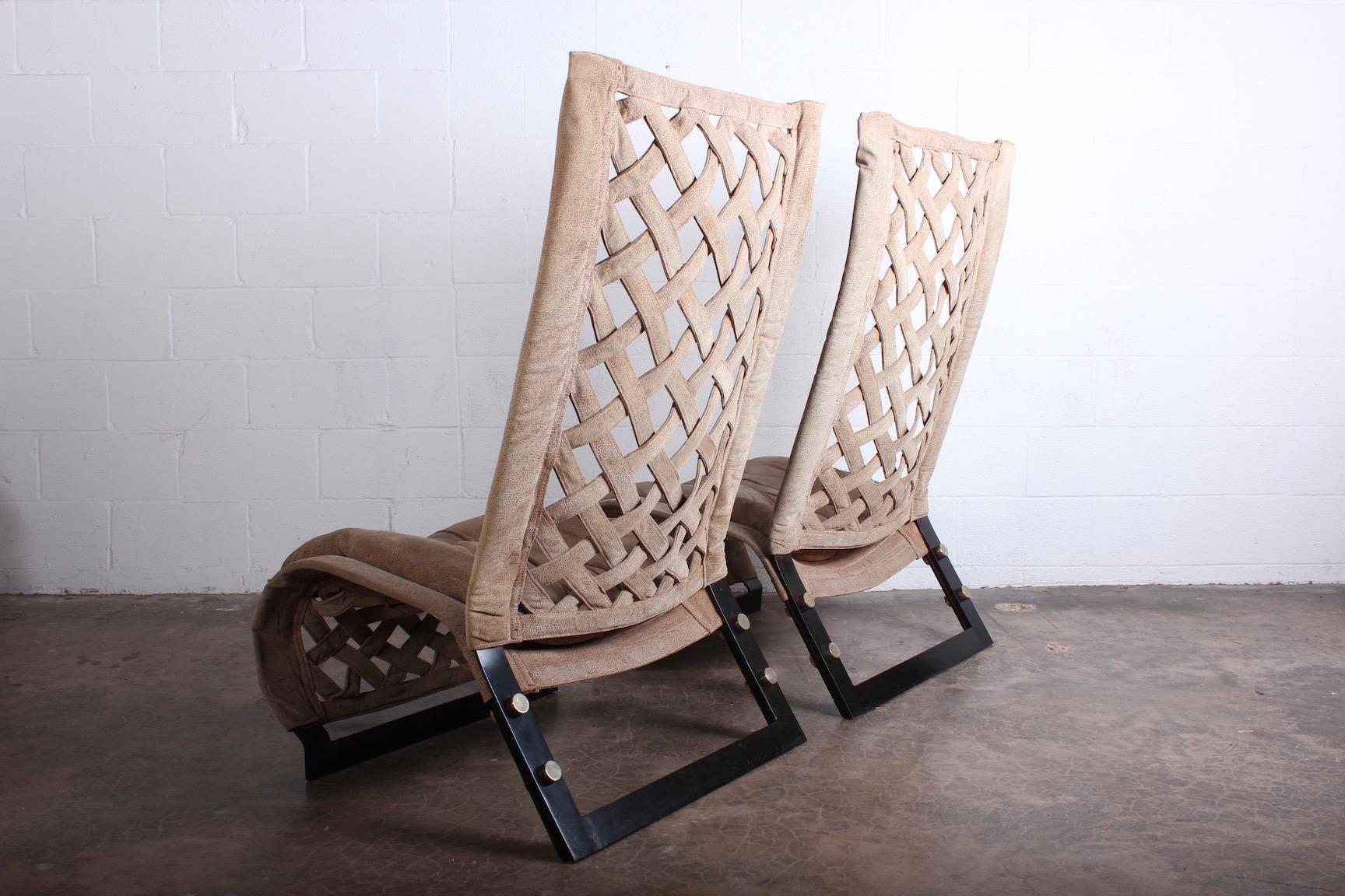Pair of Suede Lounge Chairs by Marzio Cecchi 4