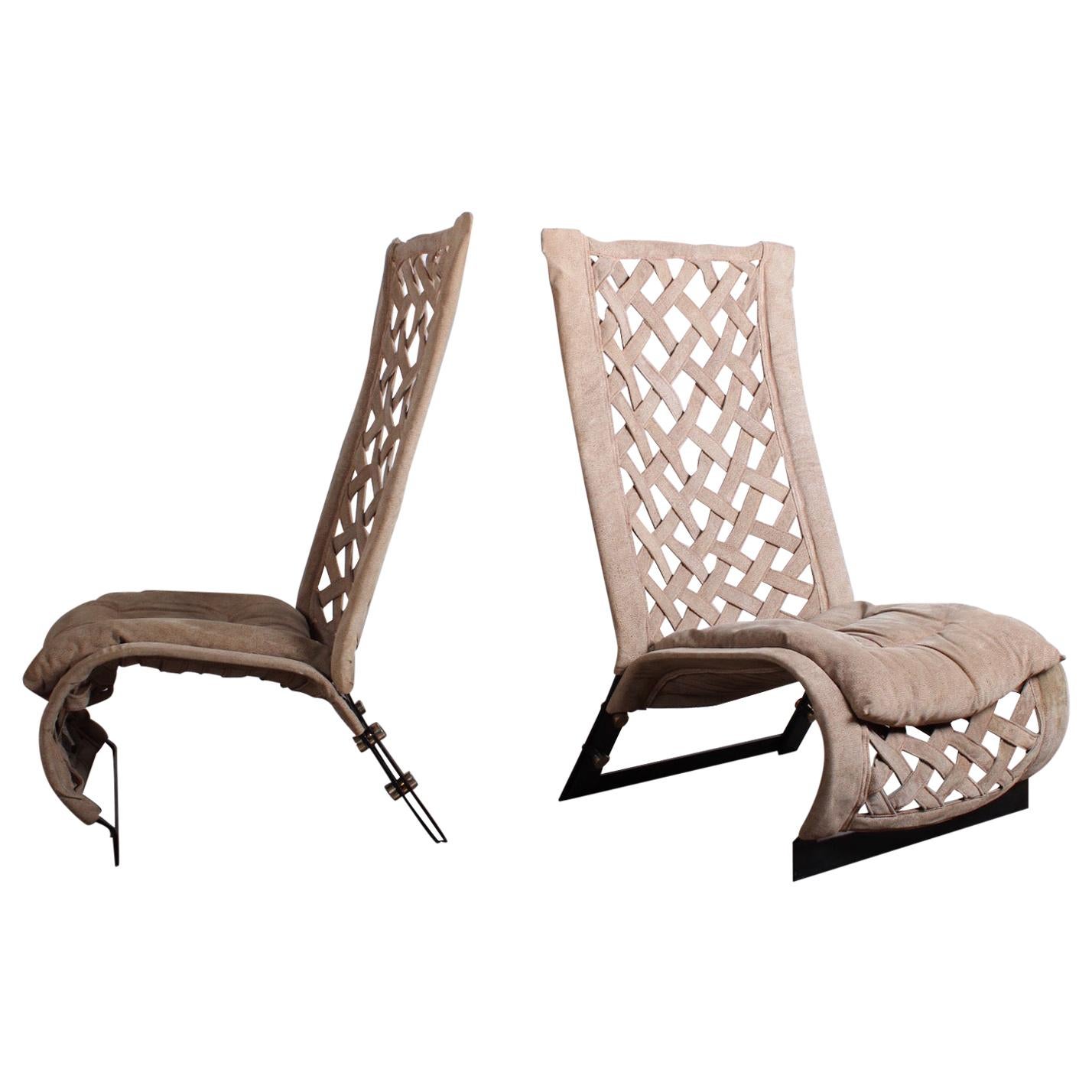 Pair of Suede Lounge Chairs by Marzio Cecchi