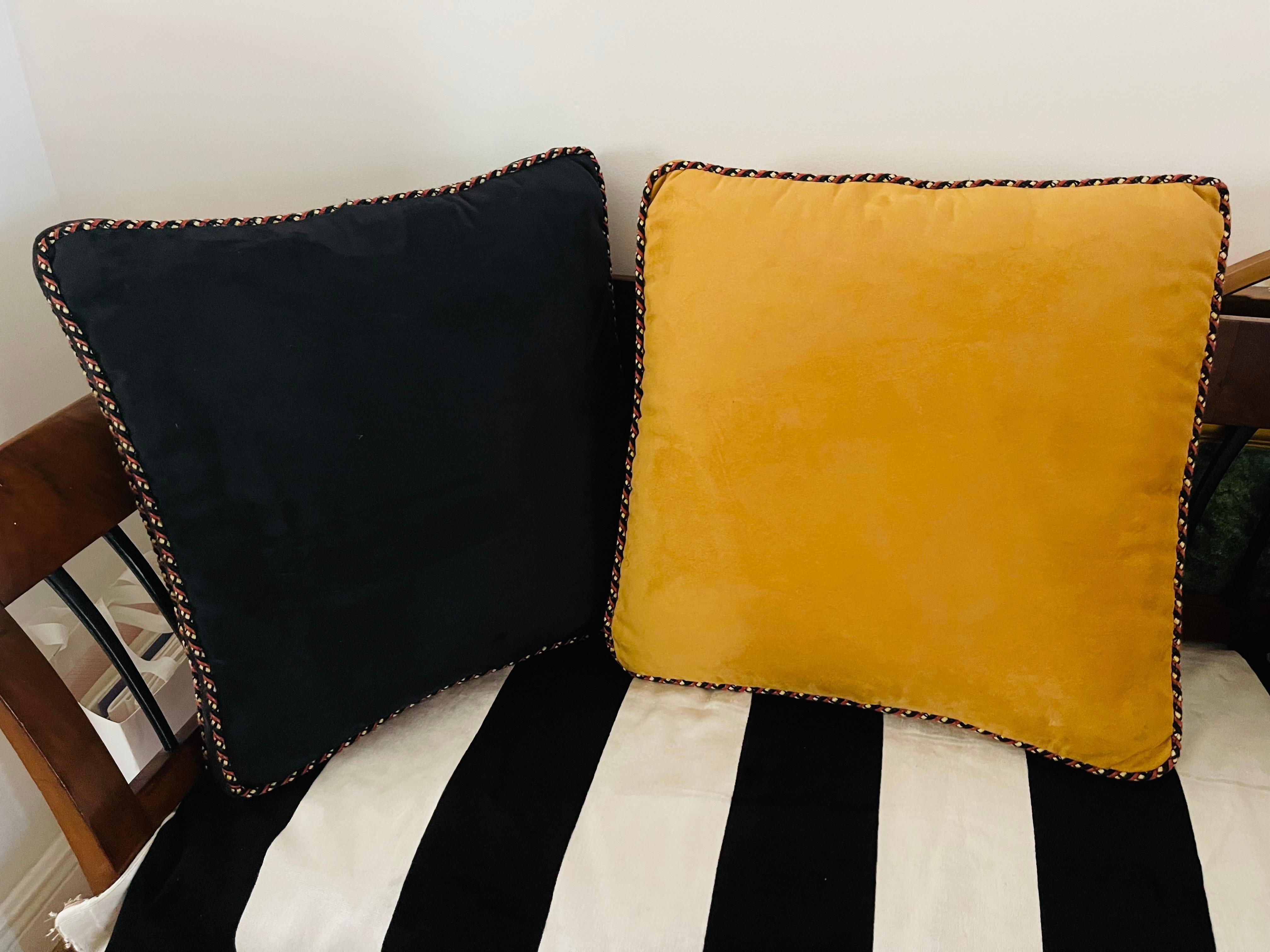 Moderne Paire de coussins de canapé en daim avec corde en vente
