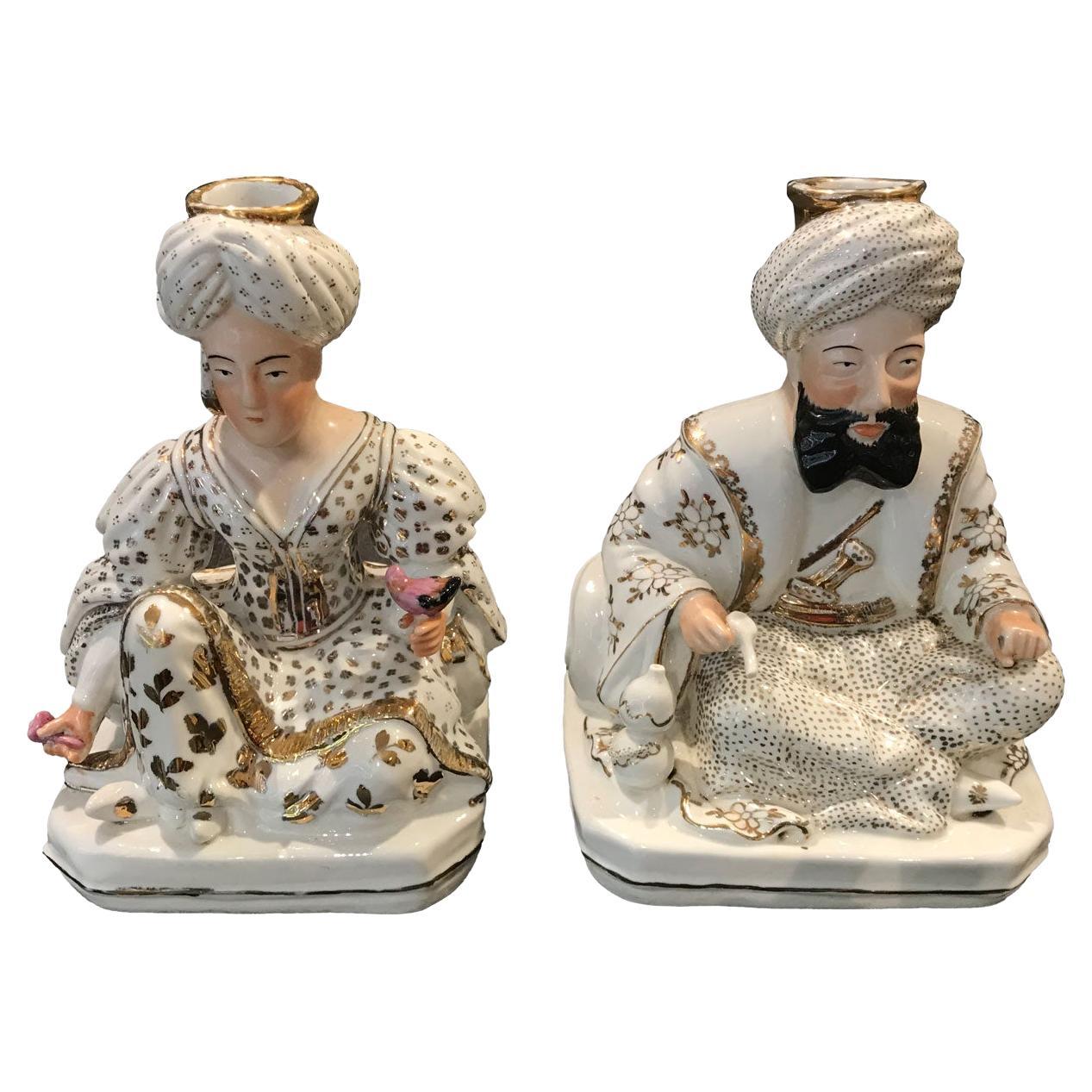 Candlesticks Sultan and Sultana by Jacob Petit mid 19th Century pair In Good Condition In Paris, FR