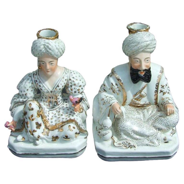 Candlesticks Sultan and Sultana by Jacob Petit mid 19th Century pair