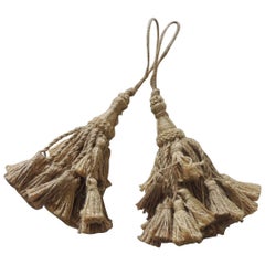 Pair of Summer Jute and Twine Tassels on Rope