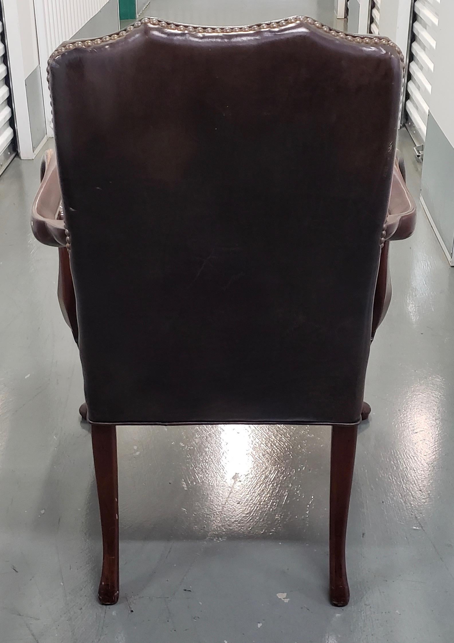 Pair of Chocolate Leather Button Down Side Chairs, circa 1970s In Good Condition In San Francisco, CA