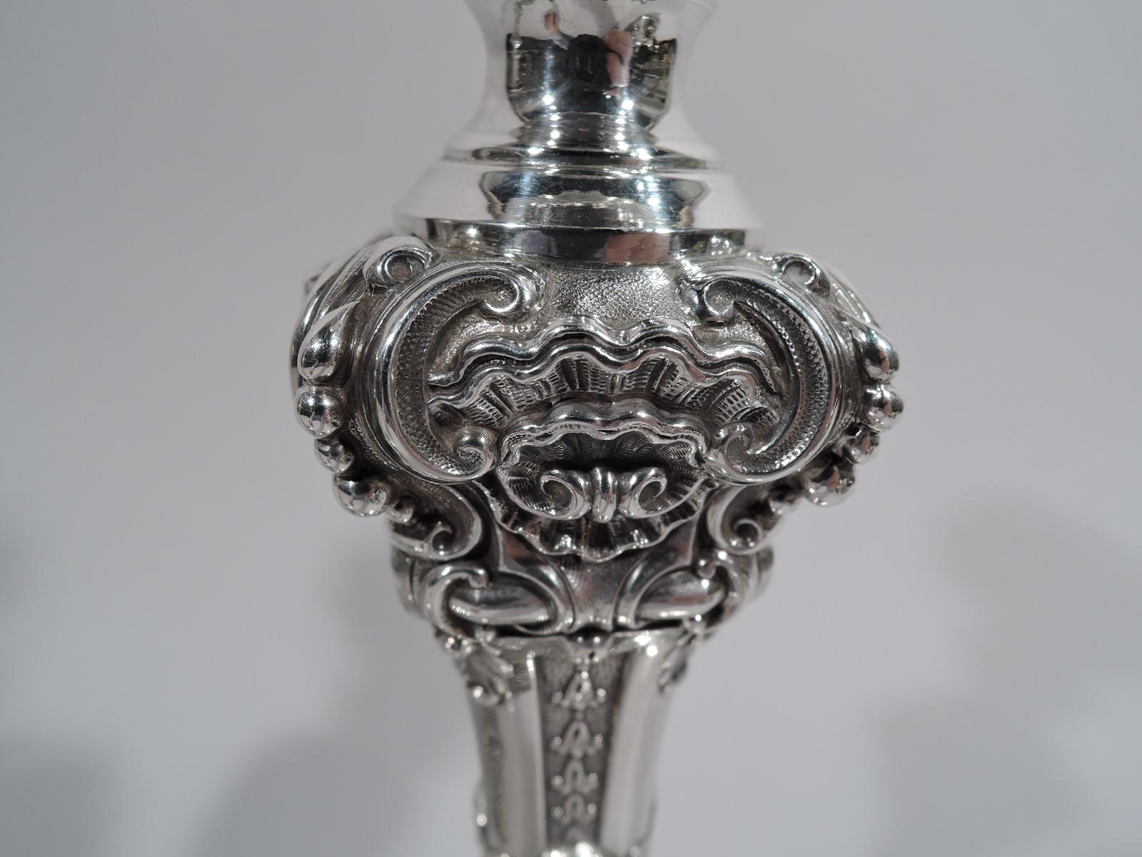 Napoleon III Pair of Sumptuous French Classical Silver Candlesticks by Odiot