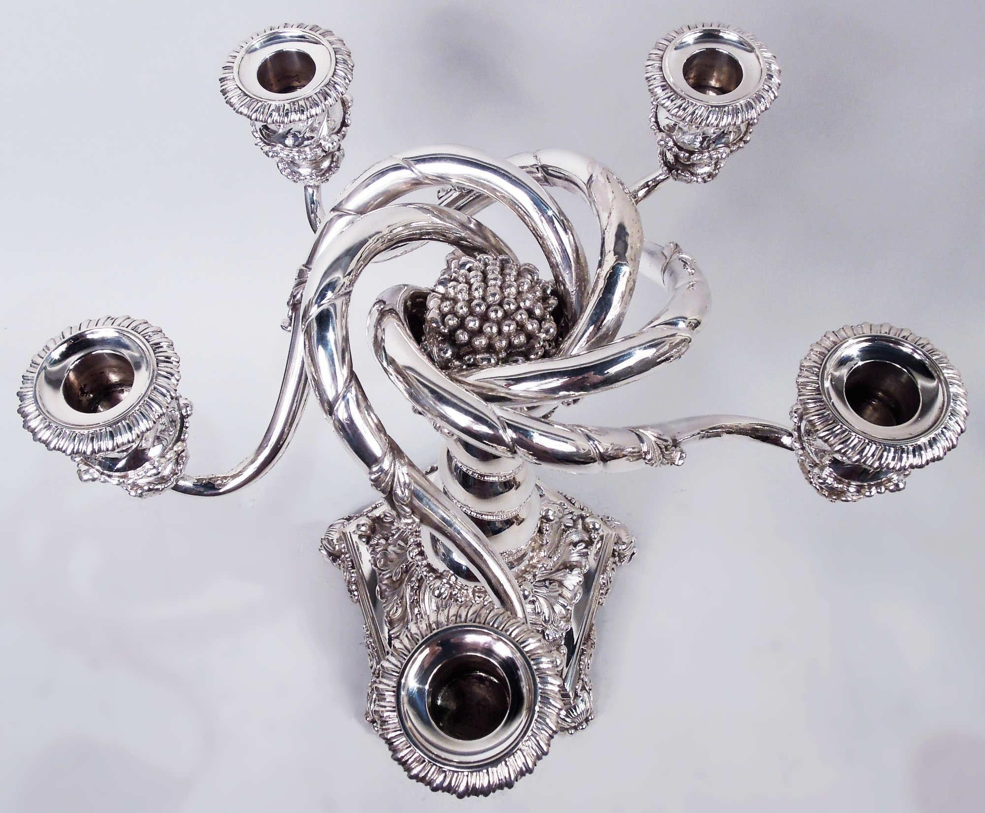 American Pair of Sumptuous Tiffany Victorian Classical 5-Light Candelabra For Sale
