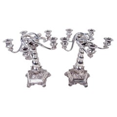 Pair of Sumptuous Tiffany Victorian Classical 5-Light Candelabra