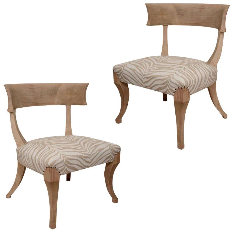 Pair of Sun-Bleached Klismos Chairs