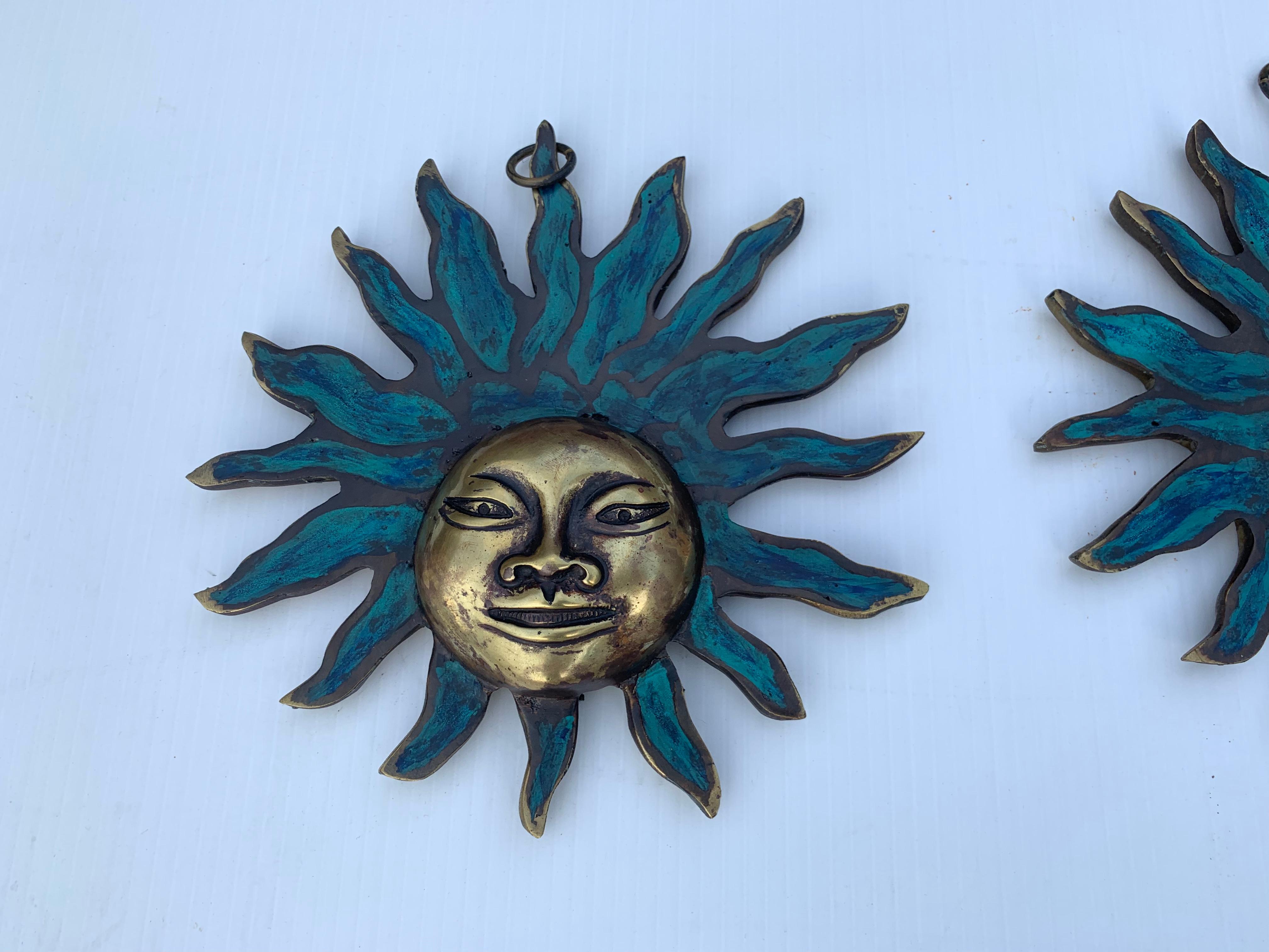 Mid-Century Modern Pair of Sun Gods Wall Decoration For Sale