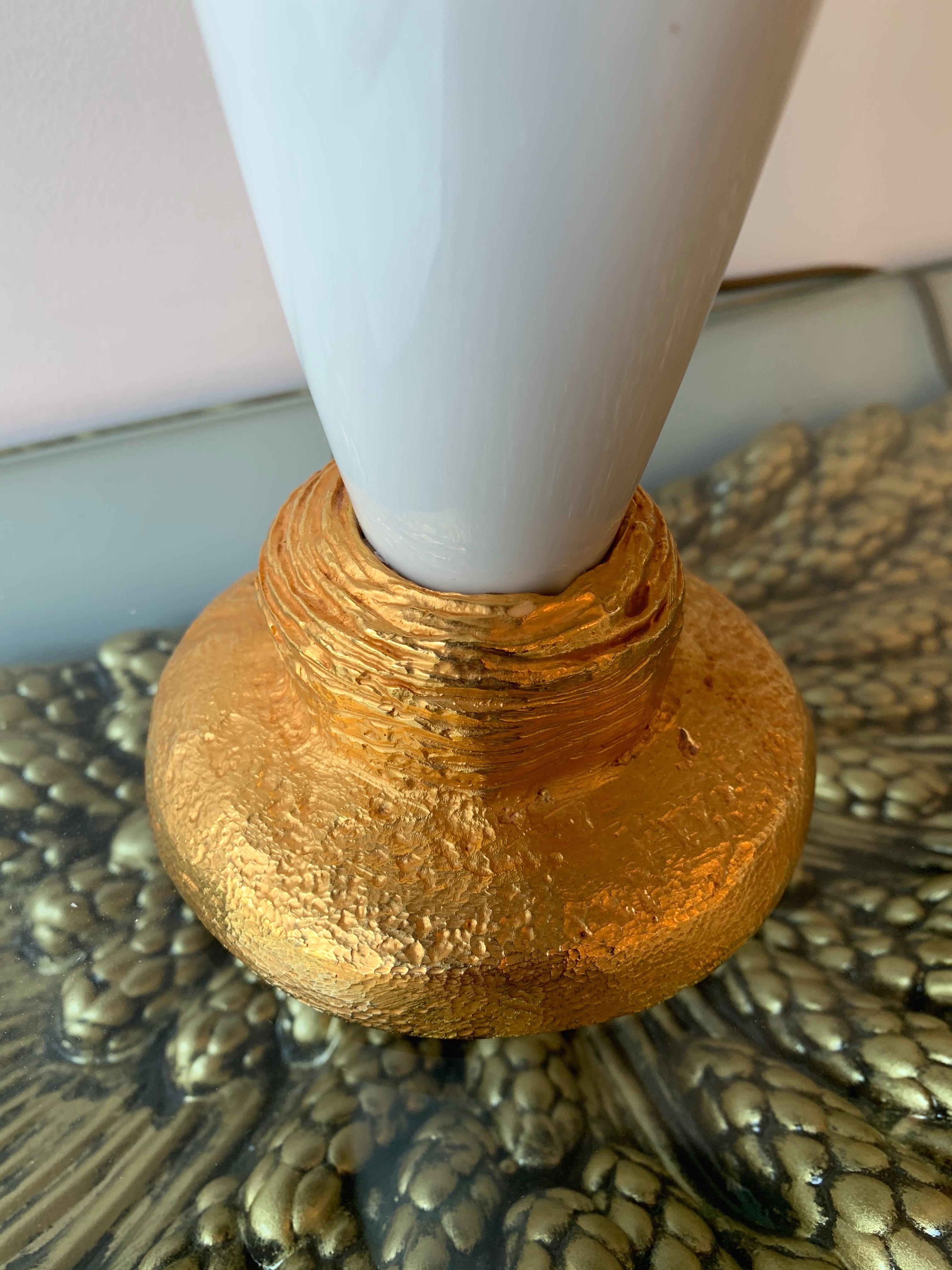 Doré Paire de lampes de soleil en céramique et métal doré de Pierre Casenove pour Fondica