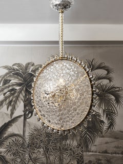 Pair of Sun Murano Glass Chandeliers by Studio Glustin