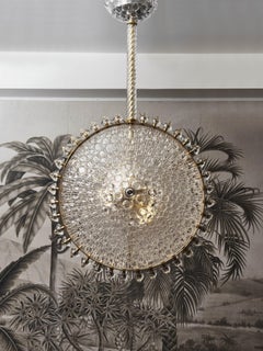 Pair of Sun Murano Glass Chandeliers by Studio Glustin