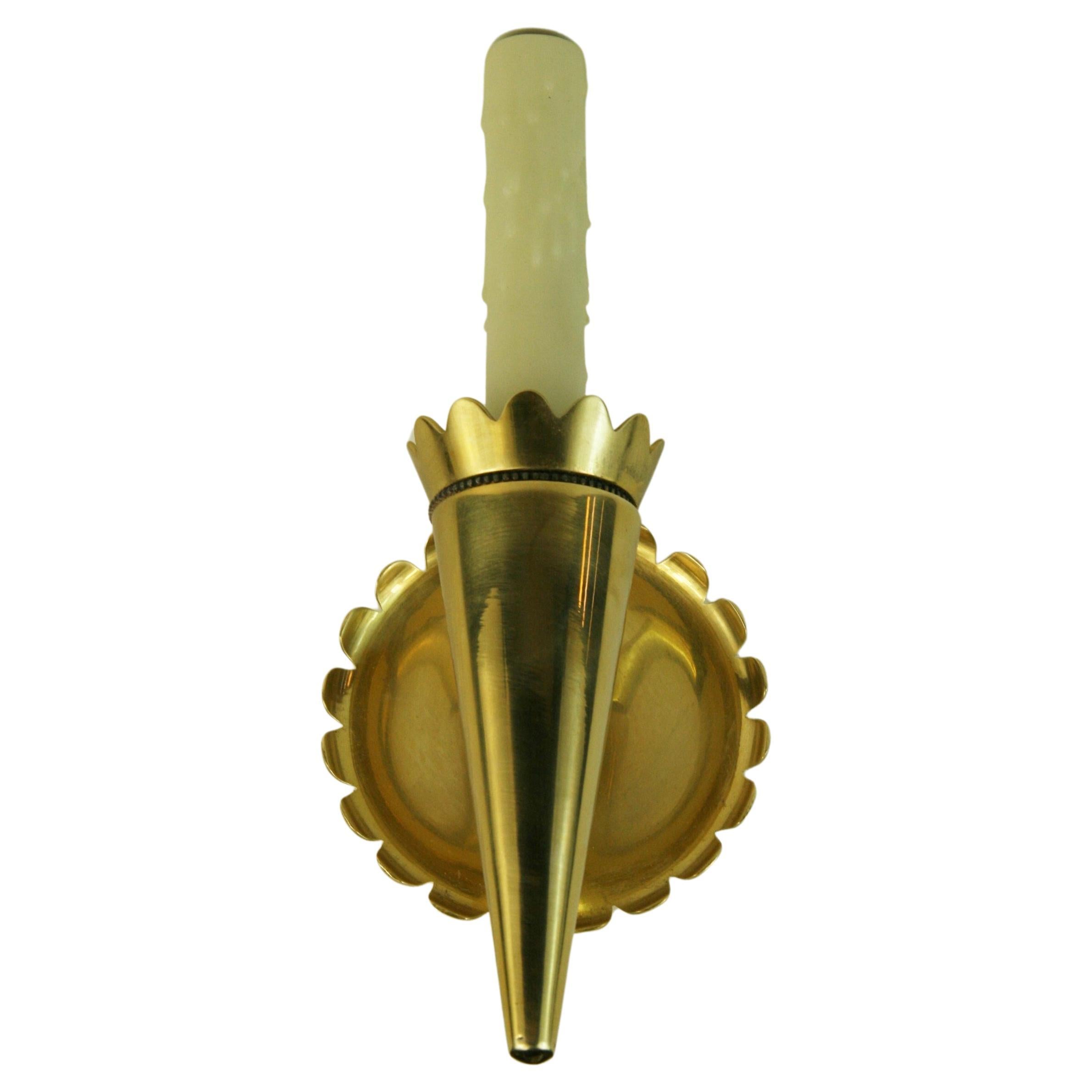 French Sunburst Brass Sconces a Pair