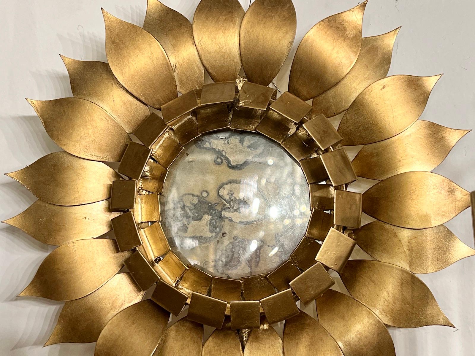 Mid-20th Century Pair of Sunflower Shaped Sconces For Sale
