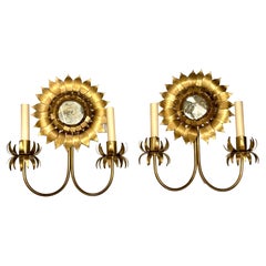 Pair of Sunflower Shaped Sconces